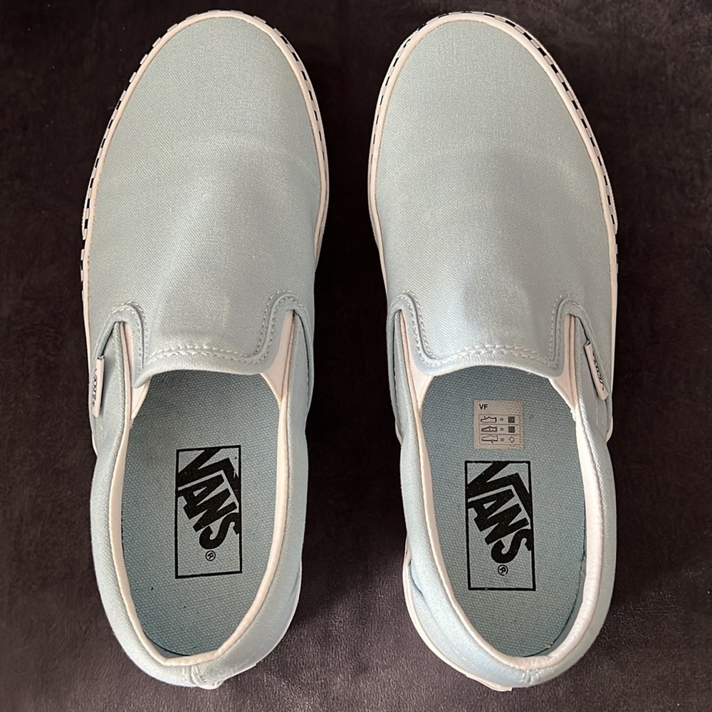 Vans Classic Slip-On 'Check Foxing'. Cool blue color. Women’s size 7.5 - Picture 7 of 12